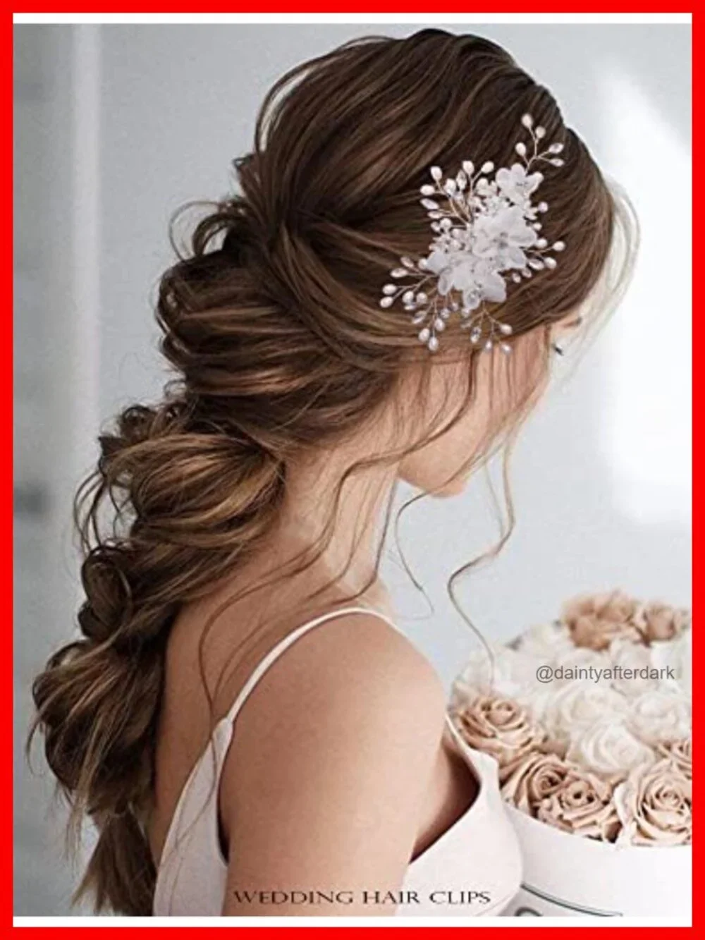 Handcrafted Wedding Hair Comb with Mesh Flowers and Rhinestones